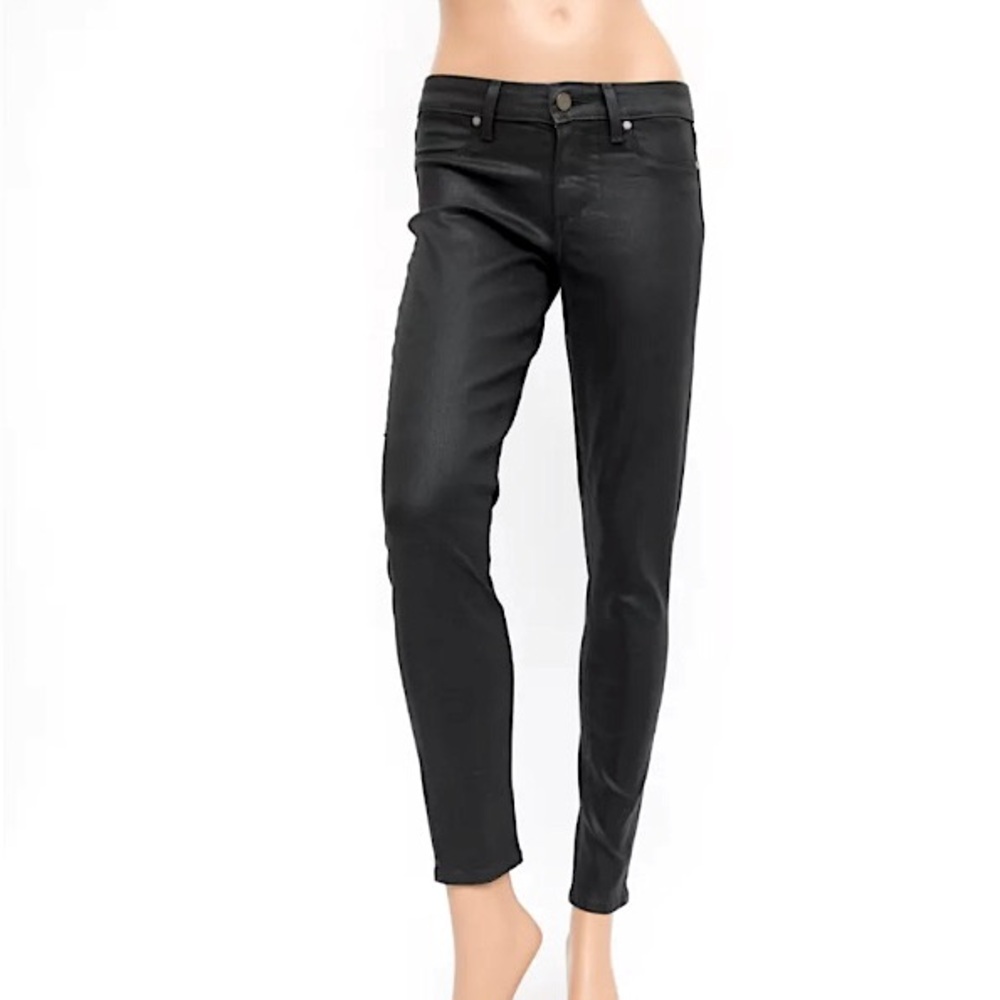 Paige Verdugo Ankle Black Silk Coated Pants- Size 27- EUC!